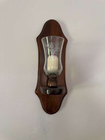 Pair of wooden wall sconces image