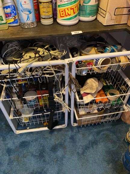 2 metal stands with miscellaneous items image