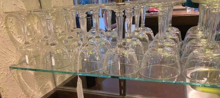 16 stemmed wine glasses, 7 lowballs, 4 wine glasses image