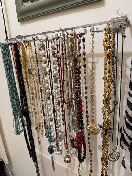 Lot of costume jewelry and scarves image