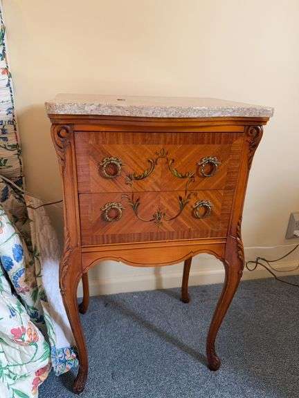 French Antique marble top night stand image