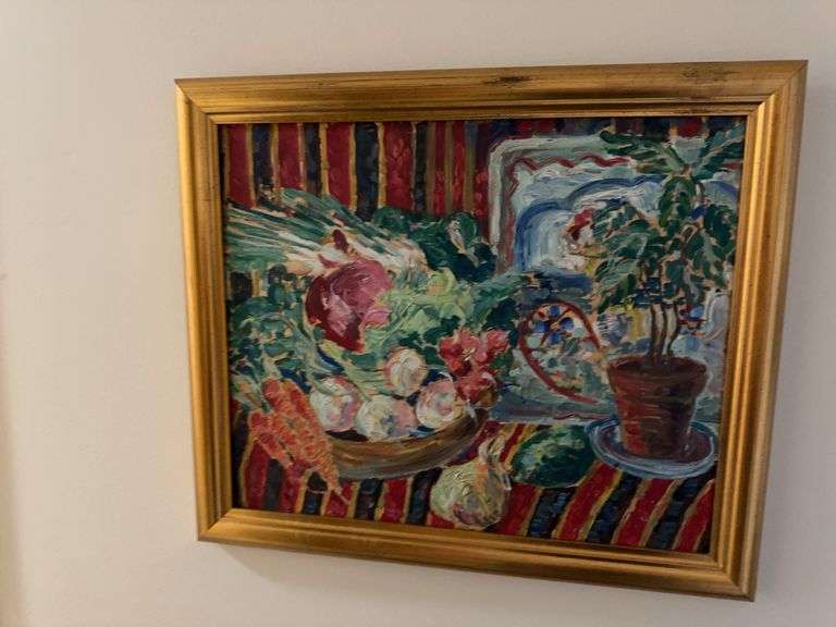 Framed oil on board picture image