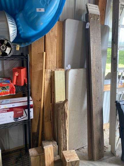 Pair of wood ramps, miscellaneous wood pieces, excludes tables image