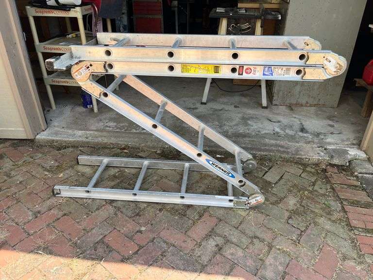 Like new 16' Werner aluminum folding ladder image