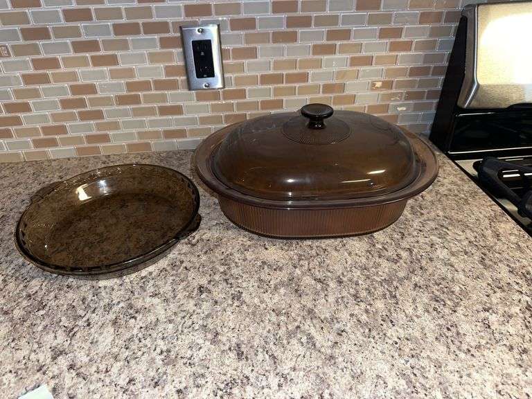 Pie plate, covered casserole dish image