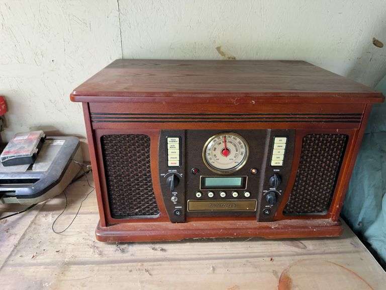 Retro replica cabinet radio, cd, tape, record player image