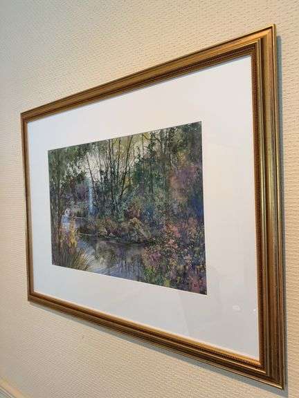 Matted and framed watercolor, signed Diane Anderson @ 92, 33”w x 26”h image