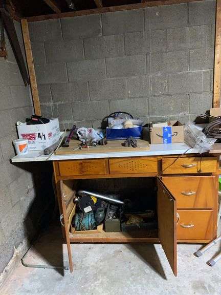 Free standing cabinet and contents, (counter top 77” x 25”) image
