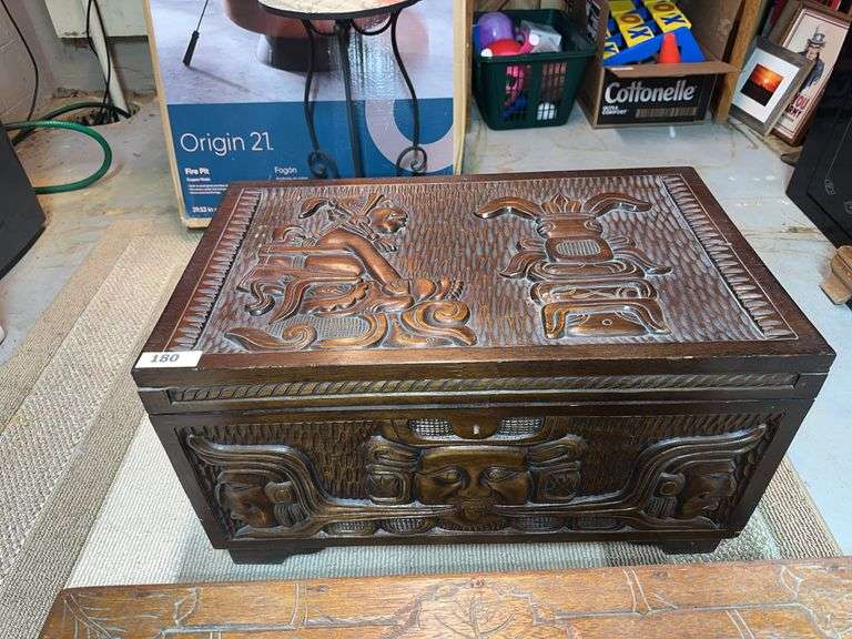 Carved wooden chest image
