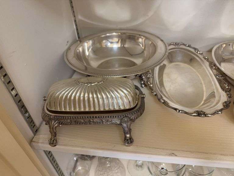 Lot of Silverplate items, brass candle holder image