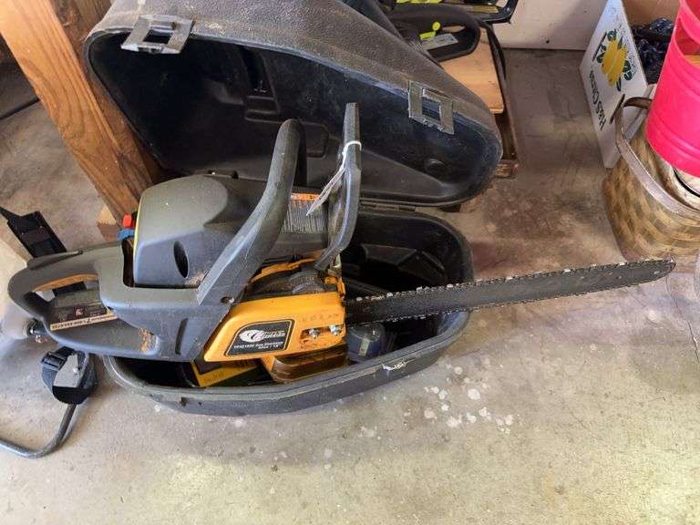 2 gas Poulan Pro chainsaws and 1 14” electric image