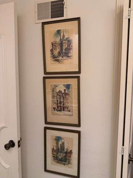 3 framed prints signed by artist 13" x 17" image