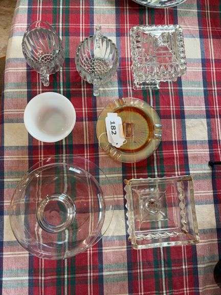 Creamer/sugar, covered candy dish, covered cheese dish, ashtray image