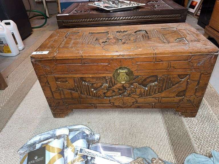 Carved wooden trunk image