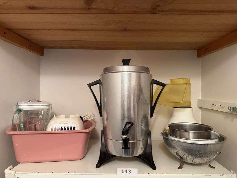 Blender, coffee percolator, popcorn air poper image