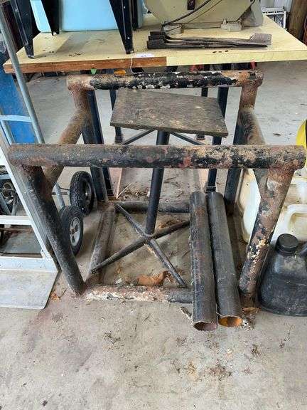 Rolling work table (does not include contents) , pipe stand image