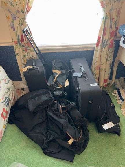 Lot of luggage, garment bags, duffel bag image