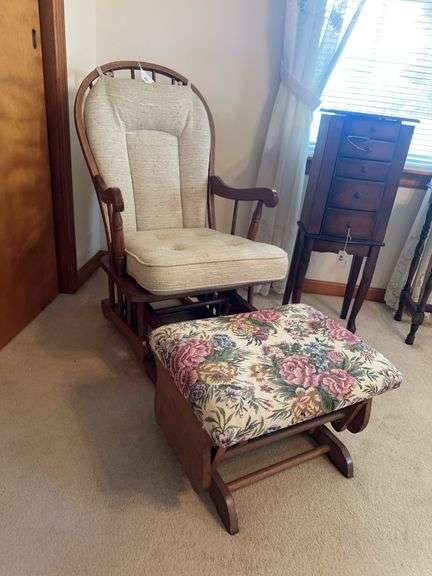 Oak glider with foot stool glider image