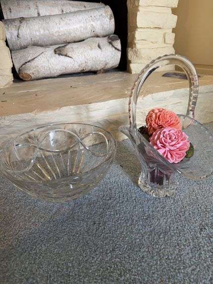 Crystal 9.5”d bowl and 11.5”h basket image