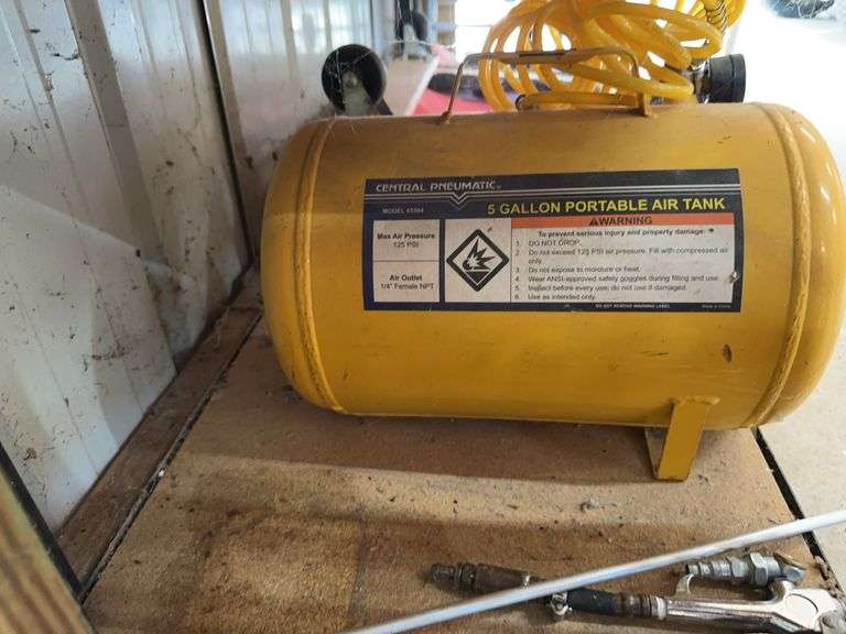 Central Pneumatic 5 gallon portable air tank with hose on reel image