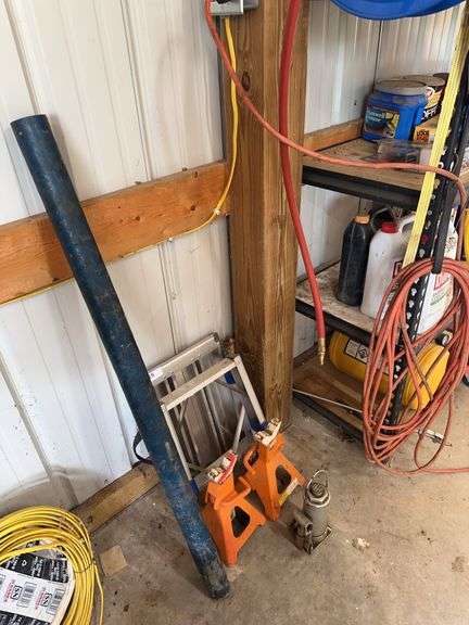 Pair of Jack stands, Haul Master working platform, fiberglass pipe, bottle jack image
