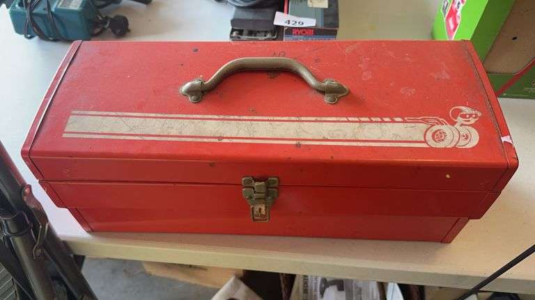 Vintage tool box and contents image