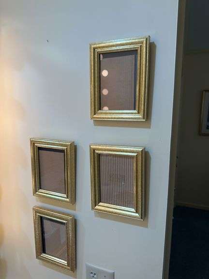 6 gold picture frames, 2 photo boxes image