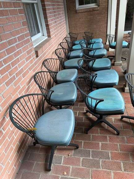 17 Wrought iron patio chairs with cushions from the Old Oak Meadow Country Club image