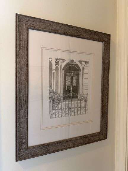 Framed architectural drawing 19.5” x 23.5” image