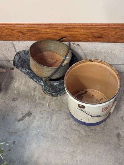 Galvanized large funnel, coal bucket, metal bucket image