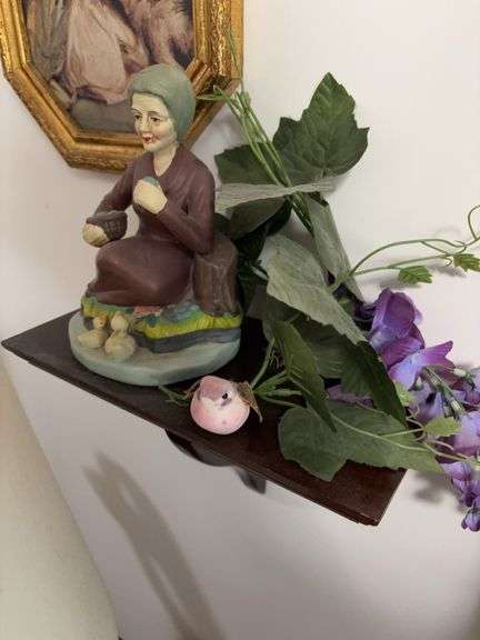 2 Porcelain figurines w/ wall shelves image