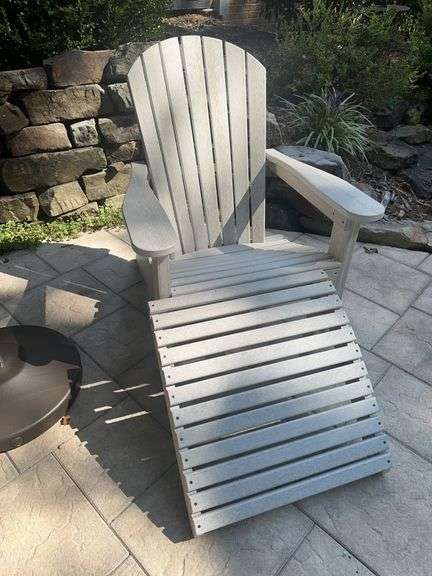 Pair of Berlin Gardens adirondack  chairs with footstools, side table image