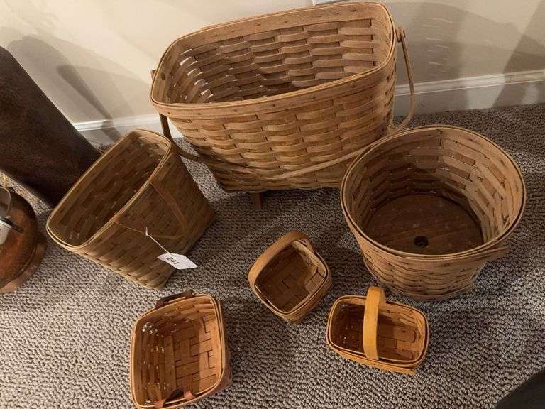 6 Longaberger baskets (magazine basket is broken) image