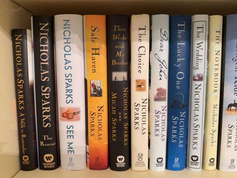 Two shelves of books: Sparks, Patterson & misc image