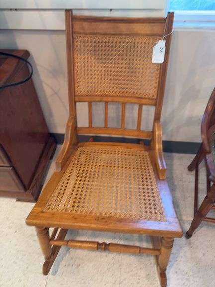 Antique walnut rocker w/ cain seat & back image
