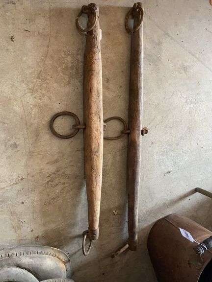 2 antique wood yolk sticks Nile trees image