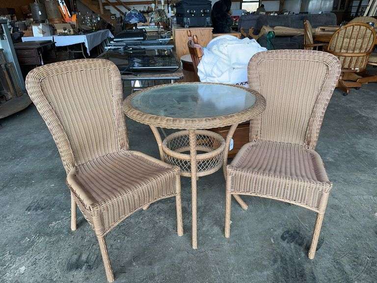 30" Resin Wicker Bistro Table with 2 side chairs image