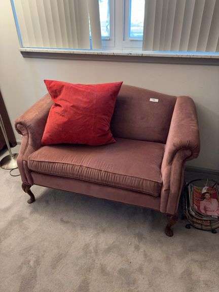 Upholstered loveseat w/ Queen Ann legs image
