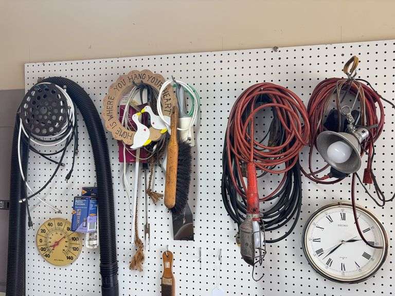 Drop lights, hardware, brush, cables, seiko clock image