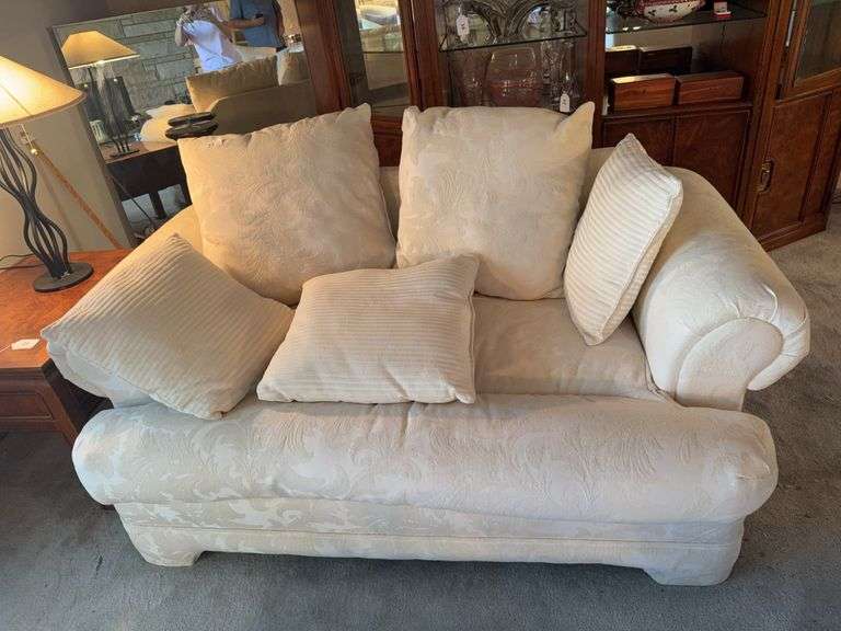 White upholstered love seat 67" x 39"