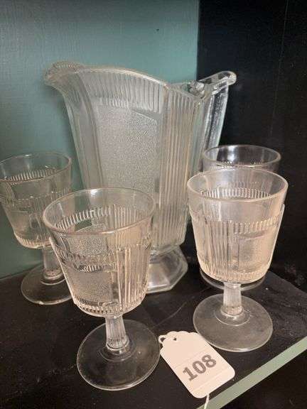 9” pleat & panel pitcher w/ 4 goblets image