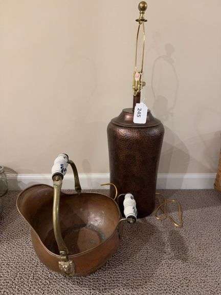 Copper coal shuttle, table lamp image