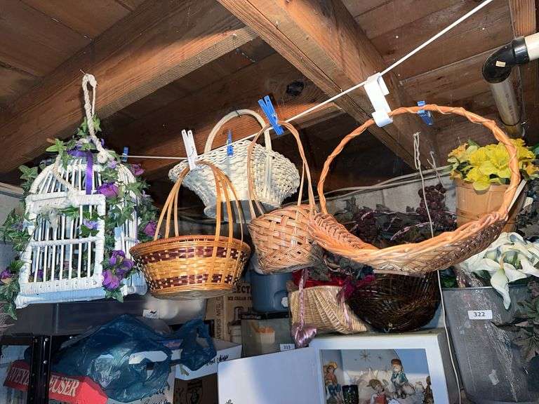 Large lot of floral items and basket image
