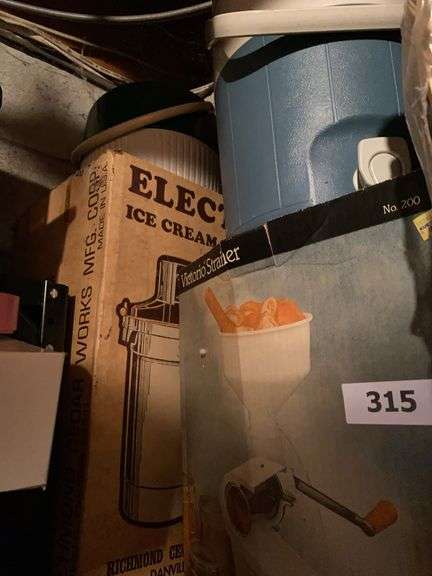 Vintage drink coolers, electric Icecream maker, strainer image