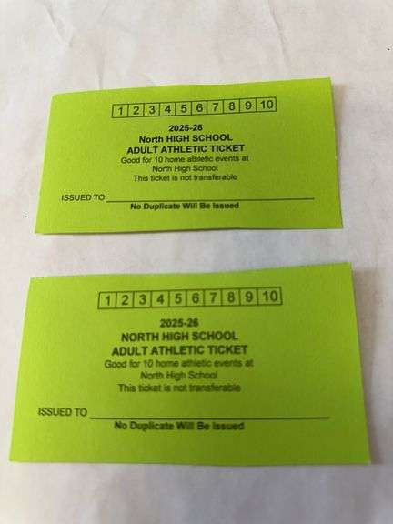 Two Adult Athletic Passes good for 10 home athletic events at North High School image