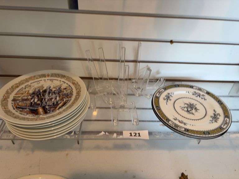 2 English plates, 7 French Limoges plates image