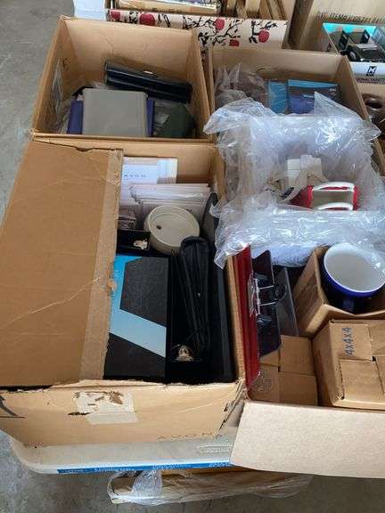 4 Boxes of Misc Avon sales gear, rewards, and displays image