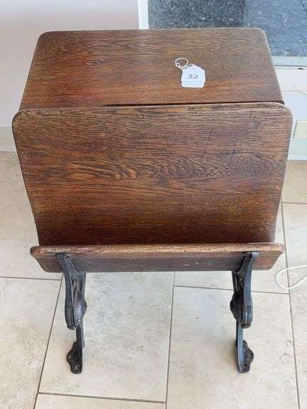 Antique oak school desk image