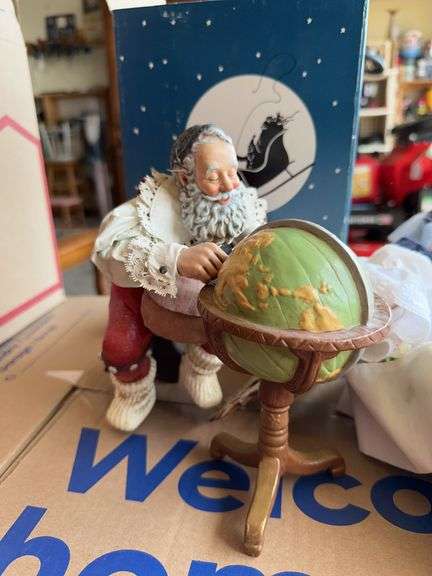 Box misc holiday decor, tin of xmas ornaments image