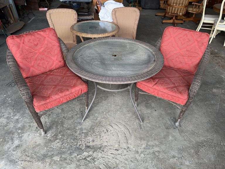 42" Resin Wicker Patio Table with 2 resin wicker Chairs image